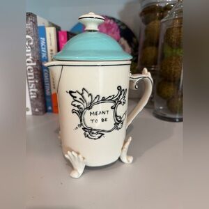 Molly Hatch for Anthropologie NEW Cream French Press with Blue Lid